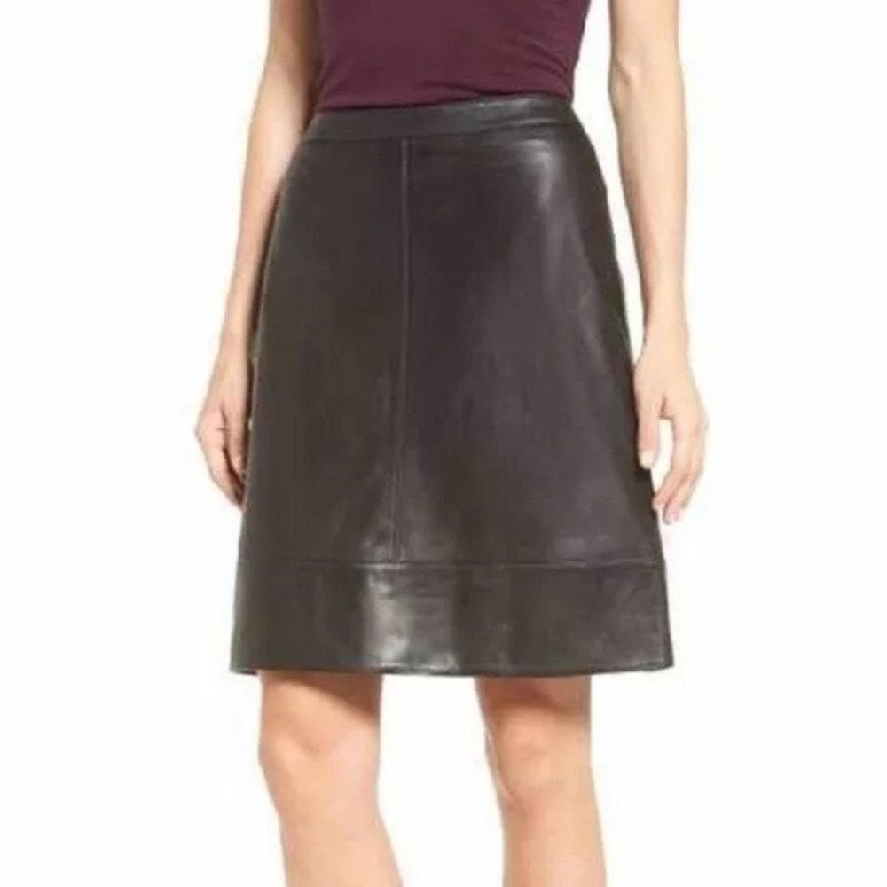 HALOGEN | Nordstrom A Line Leather Skirt